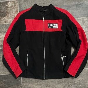 Red and Black Zip-Up Moto Jacket